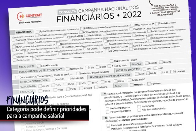 Consulta definirá prioridades da campanha dos financiários