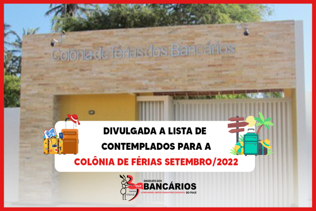Confira as listas dos contemplados para a Colônia de Férias em Setembro/2022