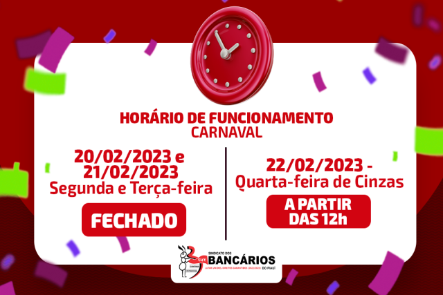 Horário de funcionamento dos bancos no carnaval 2023