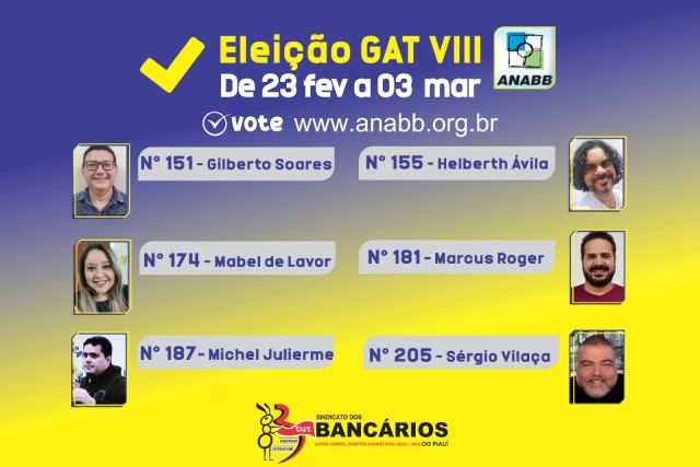 Conheça os seis candidatos apoiados pelo SEEBF/PI na eleição do GAT VIII da ANABB