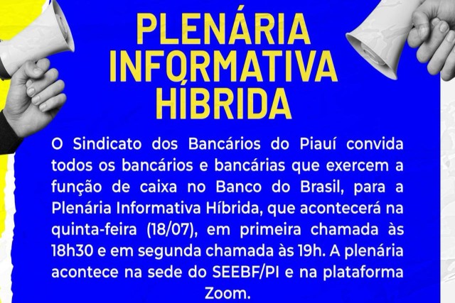 Plenária Informativa Híbrida acontece hoje (18) via Zoom