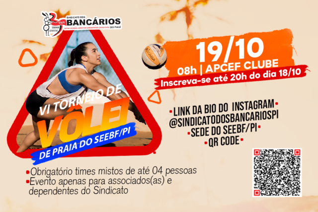 Dia 19/10 acontece o VI Torneio de Vôlei de Praia do Sindicato dos Bancários; saiba como participar